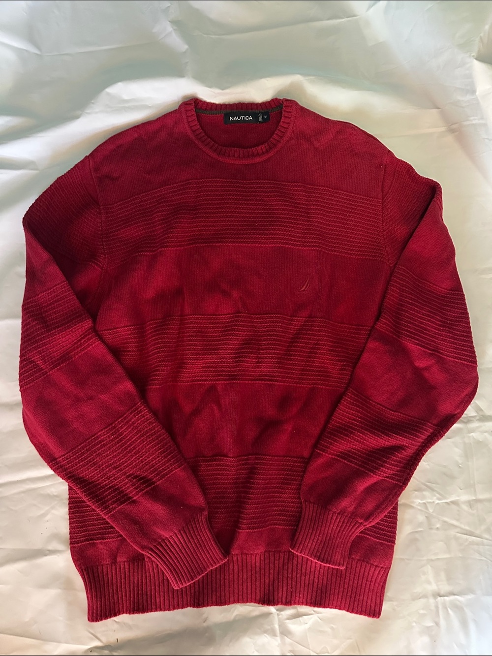 ❤️🧶 Nautica Men’s Red Knit Sweater – Size Medium 🧶❤️